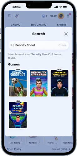 Realizar un depósito Encontrar el juego Penalty Shoot-Out