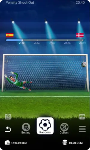 Campo de fútbol callejero en Penalty Shoot Out antes de lanzar un penalti, con portería y portero al fondo.